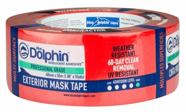 фото Малярная лента ПВХ, фасадная, красная 48 мм х 50 м BlueDolphin (02-1-01)