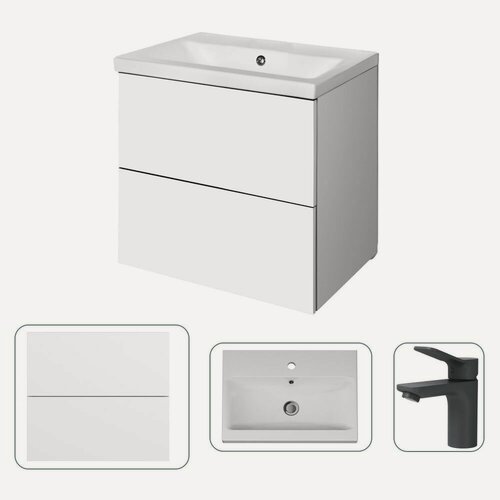 Изображение товара Тумба с раковиной AM.PM Gem, цвет белая, глянцевая, 60х58х42 см