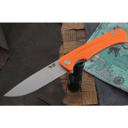 Складной нож саро Чиж Плюс, сталь Bohler K110, рукоять оранжевый G-10
