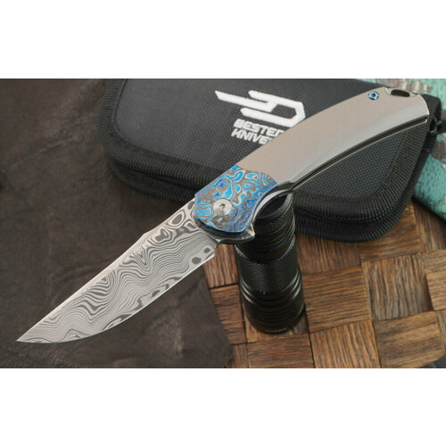 фото Складной нож bestech knives supernova, клинок damasteel, рукоять титан/циркути