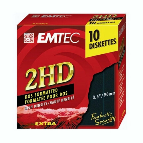 2HD-EMTEC-10 Дискеты 3,5 EMTEC 1,4Мб 2HD + в пластиковой упаковке, набор 10 шт.