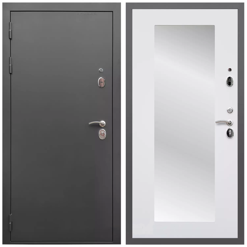 Дверь входная Армада Гарант / ФЛЗ-Пастораль, Белый матовый МДФ панель 16 мм с зеркалом