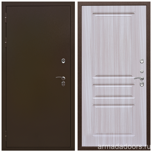 Входная дверь Армада Термо 3К Молоток коричневый; МДФ 16 мм ФЛ-243 Сандал белый