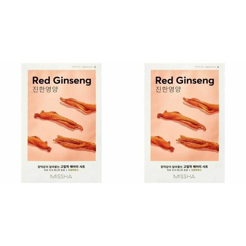 Мissha Маска для лица Airy Fit Sheet Mask Red Ginseng 19г,2 шт