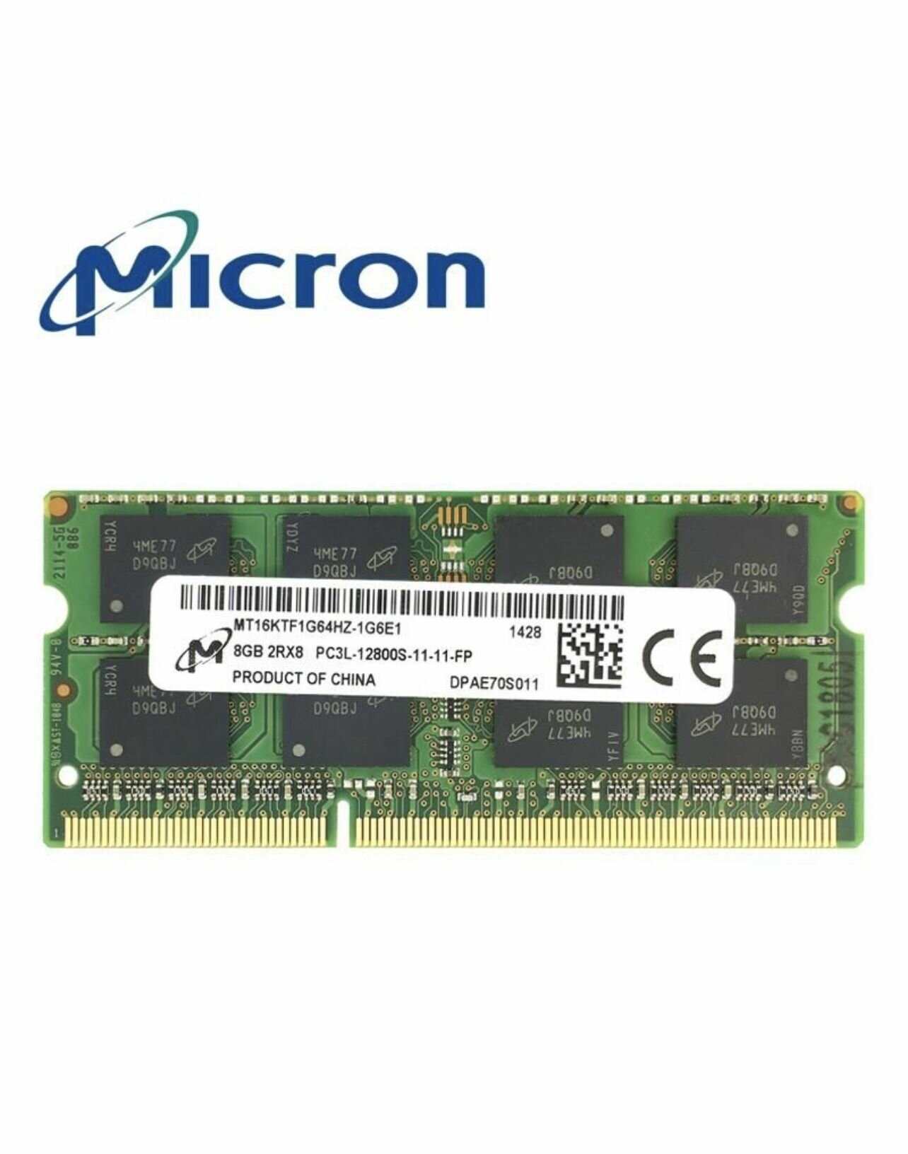 Оперативная память Micron DDR 3 SODIMM 8GB 15V 1600Mhz для ноутбука