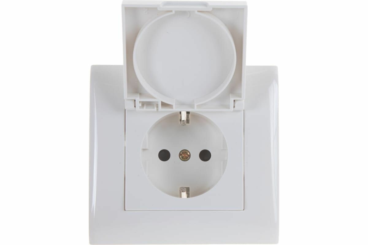 фото Розетка скрытая с заземлением+крышка белая Magenta Volsten