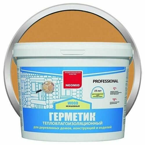фото Герметик строительный neomid теплый дом wood professional медовый - 3 кг