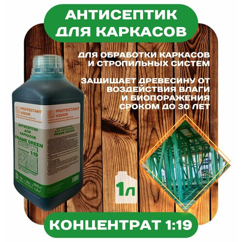 Антисептик для каркасов концентрат 1:19 PROTECTANT Vigor Frame Green 1л