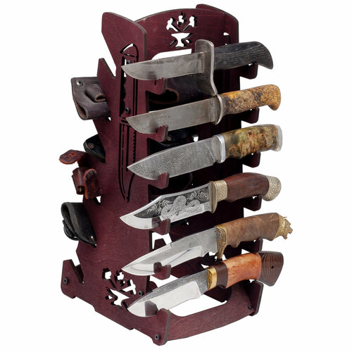 Стойка для коллекционных ножей. 6 слотов с пазами для ножен.