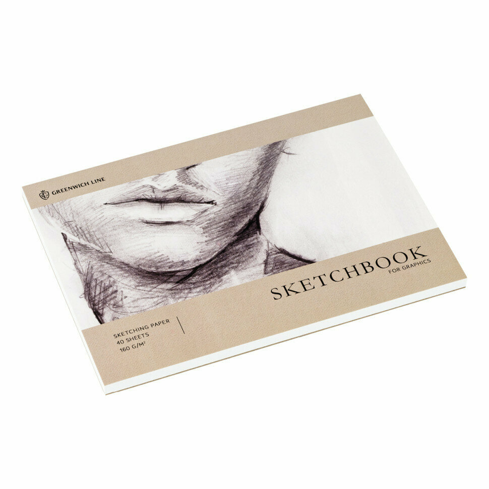 Скетчбук для графики и эскизов 40л, А4 Greenwich Line "Graphics. Outlines", на склейке, 160г/м2, 344724