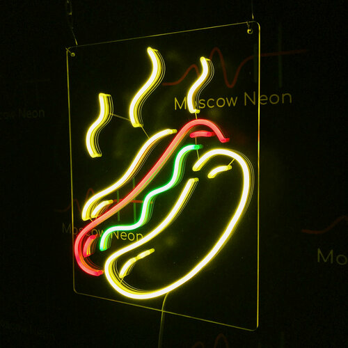Изображение товара Неоновый светильник, неоновая светодиодная вывеска на стену, настенная неоновая лампа Хот-дог, 31x40 см.