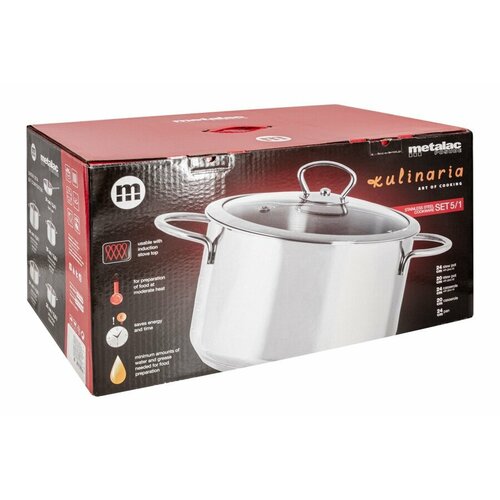 Набор для приготовления Кулинария, 5 предметов, крышки стеклянные Metalac 368477