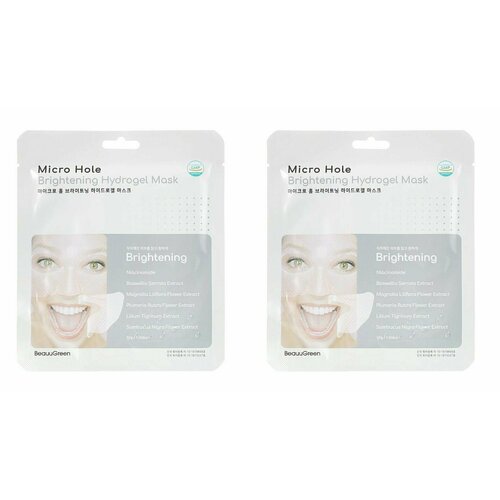 Beauugreen Маска-патч гидрогелевая для лица Micro Hole Brightening Hydrogel Mask 30г - 2 штуки уход за лицом cosmedix маска для лица отшелушивающая glow bamboo brightening mask