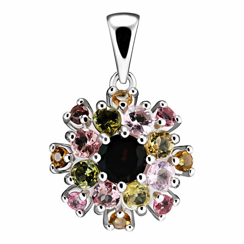 фото Подвеска uvi, серебро, 925 проба, родирование, турмалин, размер 2.1 см.