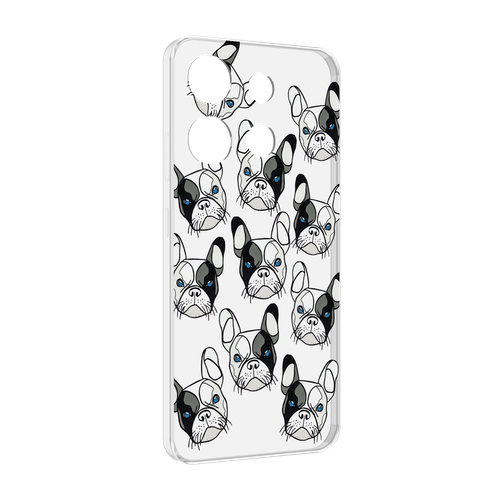Чехол MyPads мини-собачки-черно-белый для Infinix Smart 7 задняя-панель-накладка-бампер