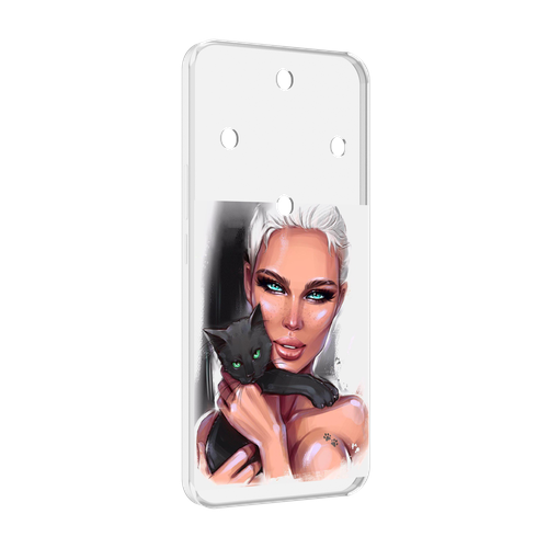 Чехол MyPads девушка-с-черным-котиком женский для Honor Magic 5 Lite / Honor X9a задняя-панель-накладка-бампер