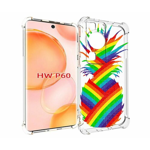 Чехол MyPads радужный ананас для Huawei P60 задняя-панель-накладка-бампер