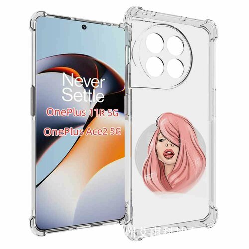 Чехол MyPads лицо-девушки-с-розовыми-волосами женский для OnePlus 11R задняя-панель-накладка-бампер