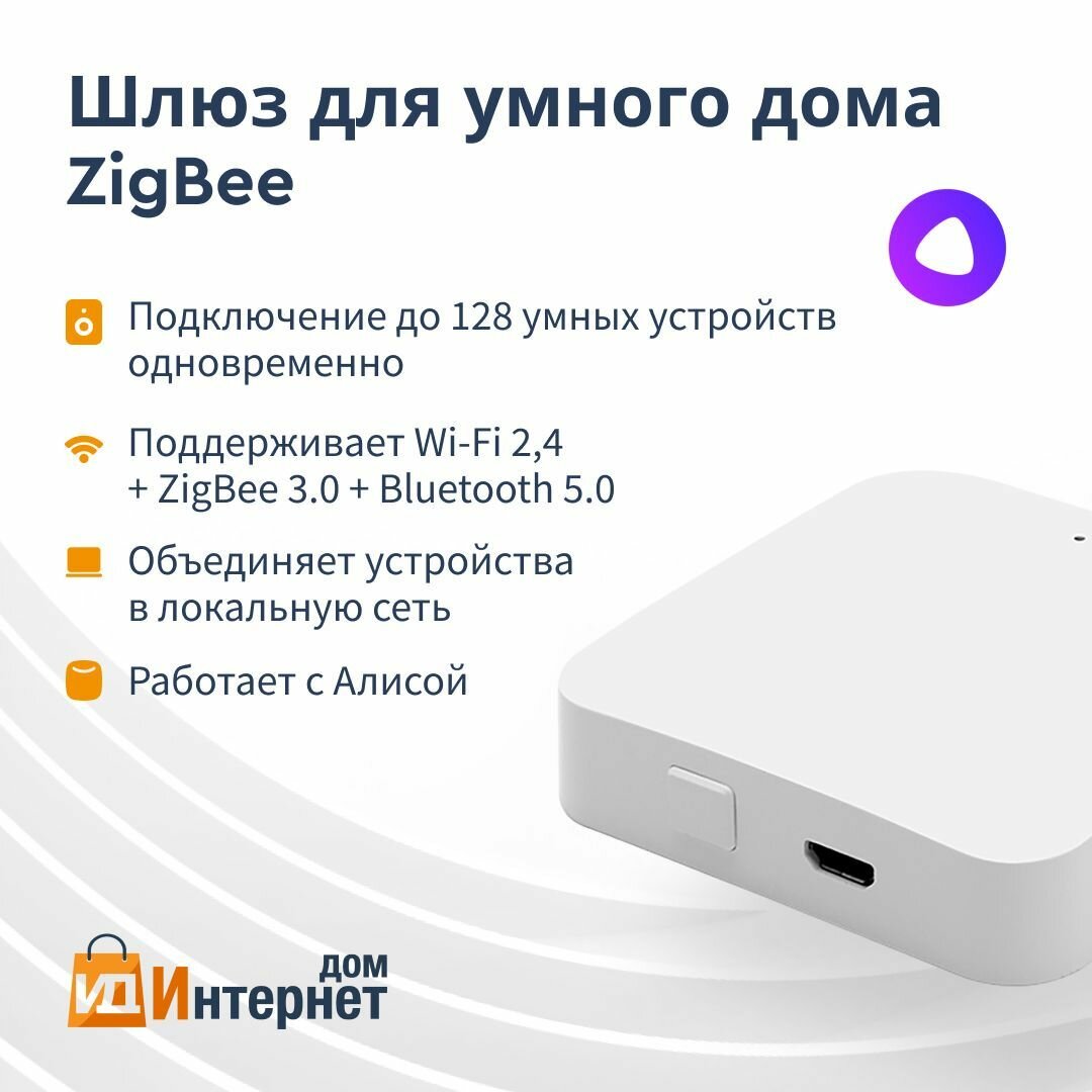 Шлюз для умного дома ZigBee Центр управления Tuya Xаб для умного дома Wi-Fi/Zigbee/Bluetooth/Mesh