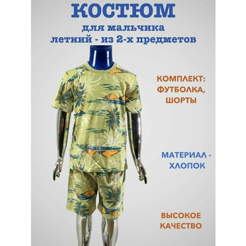 Комплект одежды Bahor Kids, футболка и шорты, повседневный стиль, размер 28/104, хаки