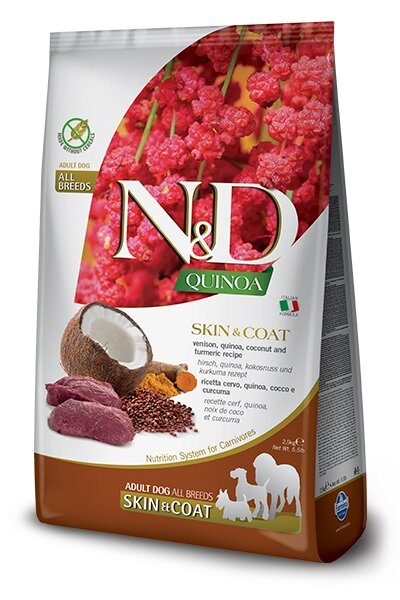 Сухой корм для собак Farmina N&D Dog Grain Free All breed Quinoa Skin&Coat для кожи и шерсти