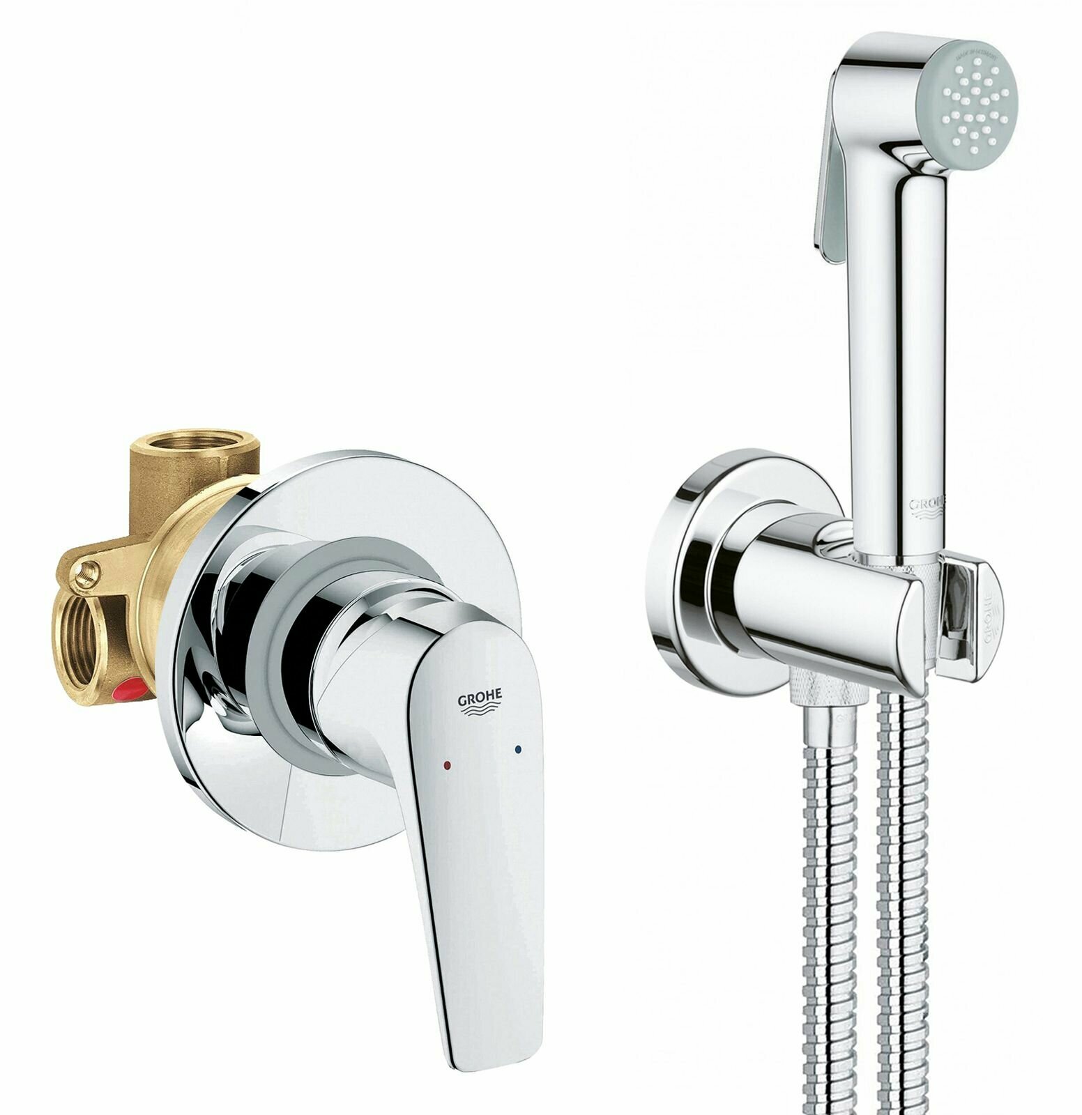 фото Гигиенический душ Grohe BauFlow с гибким металлическим шлангом, хром