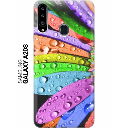 ультратонкий силиконовый чехол накладка для samsung galaxy note 10 lite с принтом разноцветные листья в каплях Ультратонкий силиконовый чехол-накладка для Samsung Galaxy A20s с принтом Разноцветные листья в каплях