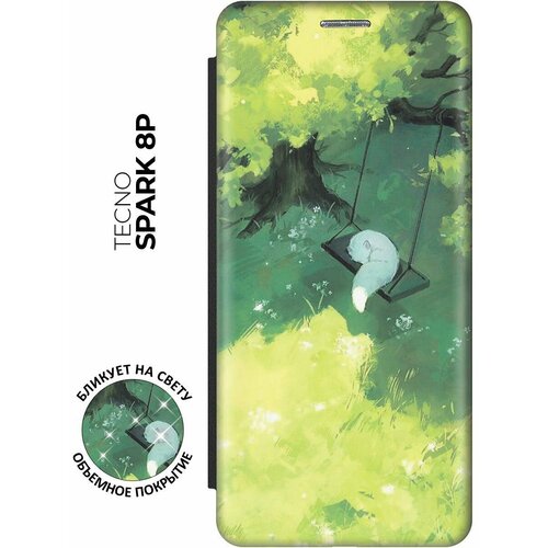 Чехол-книжка Песец на качелях на Tecno Spark 8P / Техно Спарк 8Р с эффектом блика черный чехол книжка песец на качелях на tecno spark 7 техно спарк 7 с эффектом блика черный