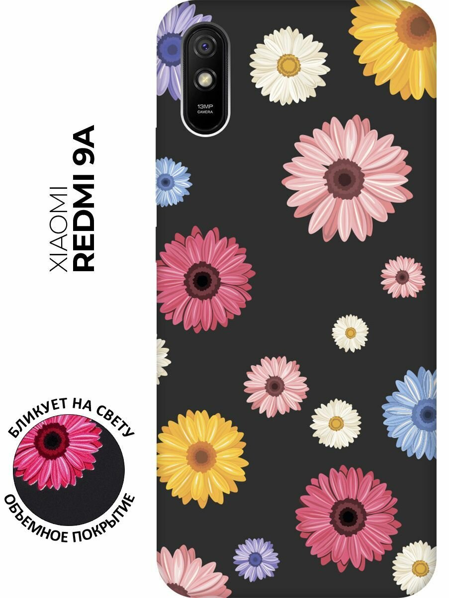 Чехол - накладка Soft Sense для Xiaomi Redmi 9A с 3D принтом "Gerberas" черный