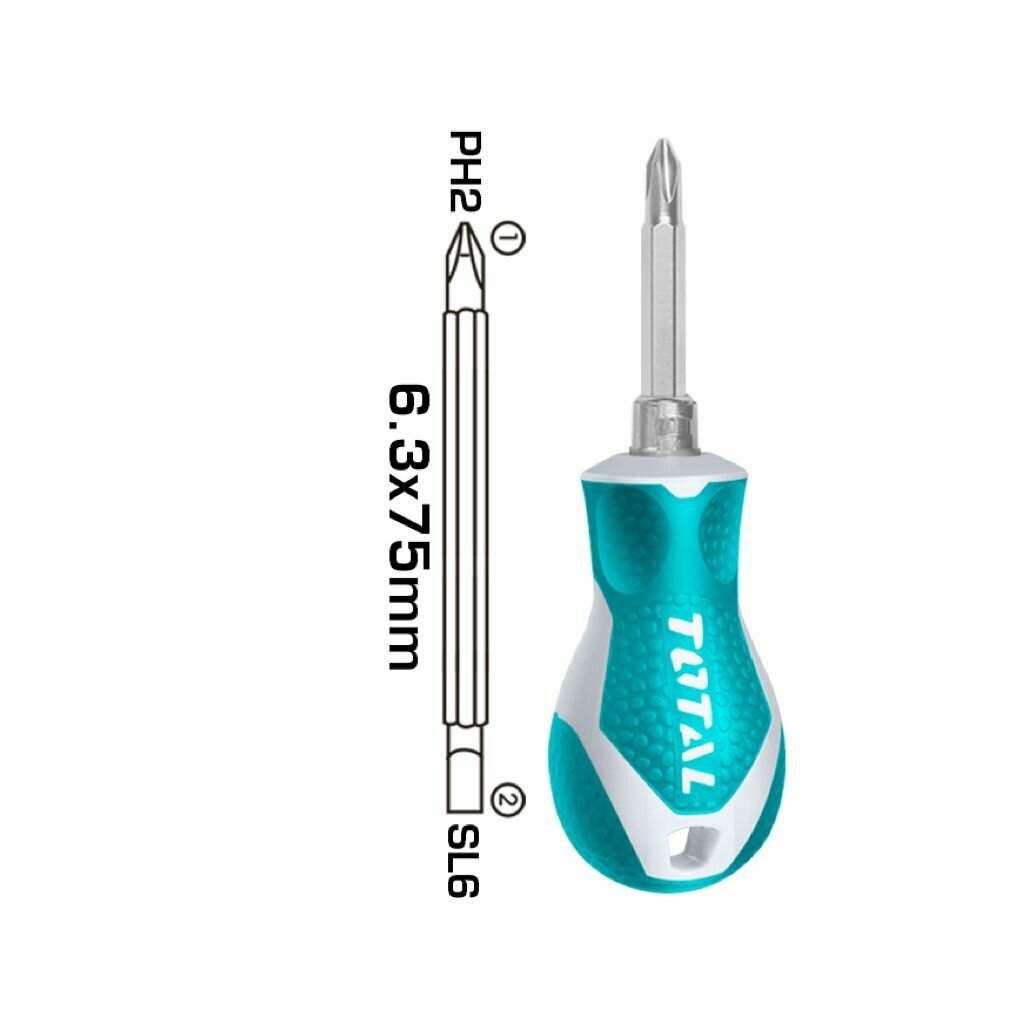 Отверткa двухсторонняя TOTAL 2 в 1 Cr-V
