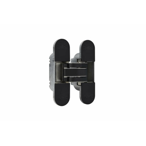 Петля дверная скрытая универсальная, 3D, 111,5х29 мм, 80 кг, черный матовый, с 4 пластиковыми колпачками