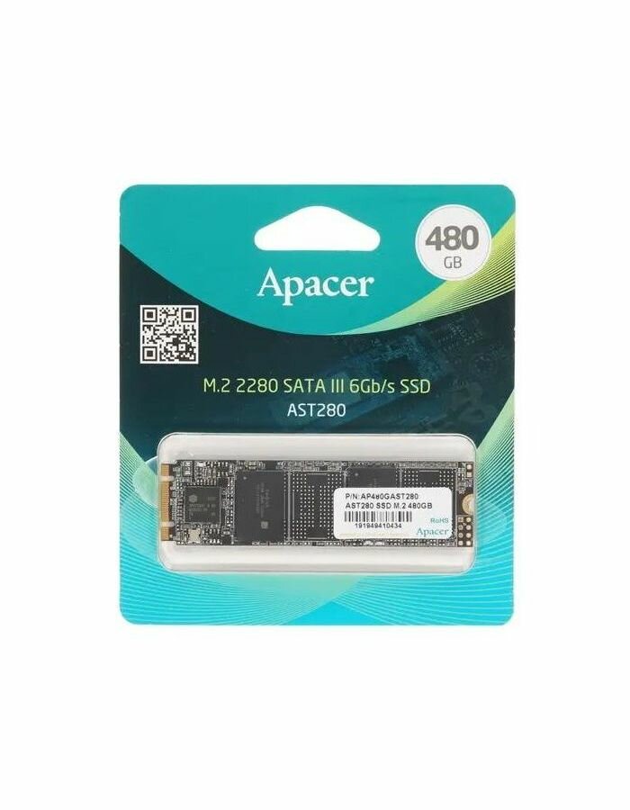 Накопитель SSD M.2 2280 Apacer AST280 480GB TLC SATA 6Gb/s 520/495MB/s IOPS 84K MTBF 1.5M RTL - фото №5