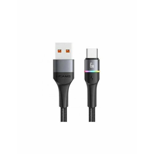 Дата-Кабель USAMS US-SJ536 U76 USB - Type-C 6A Fast Charging, With Colorful Light, 1.2m, черный(SJ536USB01)