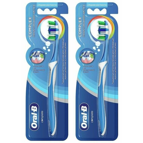 Oral-B Зубная щетка Complex Пятисторонняя чистка, Средняя жесткость, 2 шт. зубная щетка oral b complex пятисторонняя чистка 40 средняя жесткость