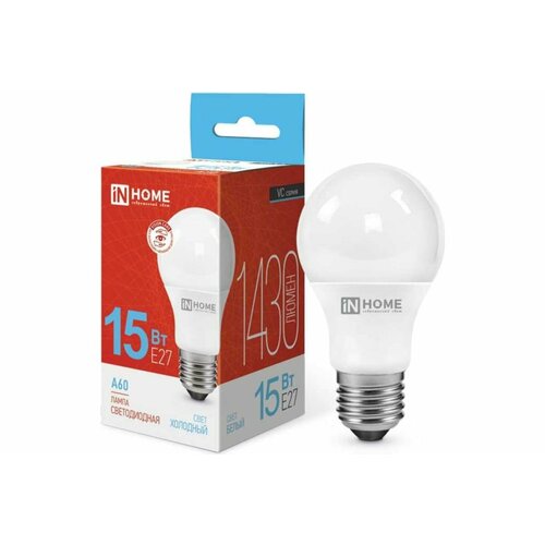 Лампа светодиодная LED-A60 (без пульсации) 15Вт 220В Е27 6500К 1350Лм ASD/INHOME ( 10 шт)