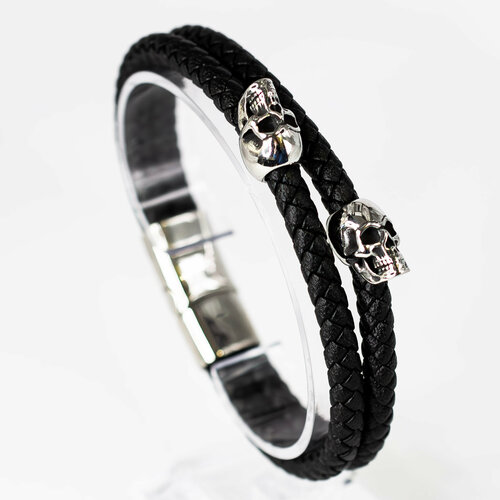 Плетеный браслет Zloster Браслет с черепами, 1 шт., размер 22 см, черный