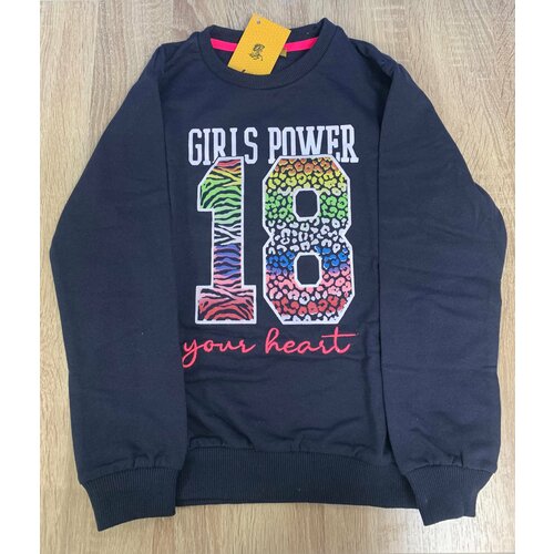 фото Толстовка almi, размер 28-30,4 года-104, черный, розовый