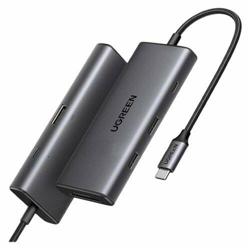 Конвертер UGREEN CM498 (15531) USB-C To HDMI+2*USB 3.2 A+ USB-C 3.2+SD/TF+PD Converter. Цвет: серый адаптер ugreen cm498 15531 revodok pro 7 in 1 4k 30hz hdmi