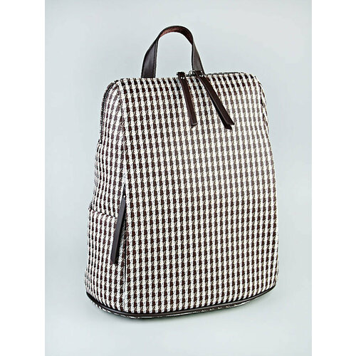 фото Рюкзак повседневный женский, кожаный, городской, на молнии, внутренний карман, регулируемый ремень, коричневый сетка ryzenbaks