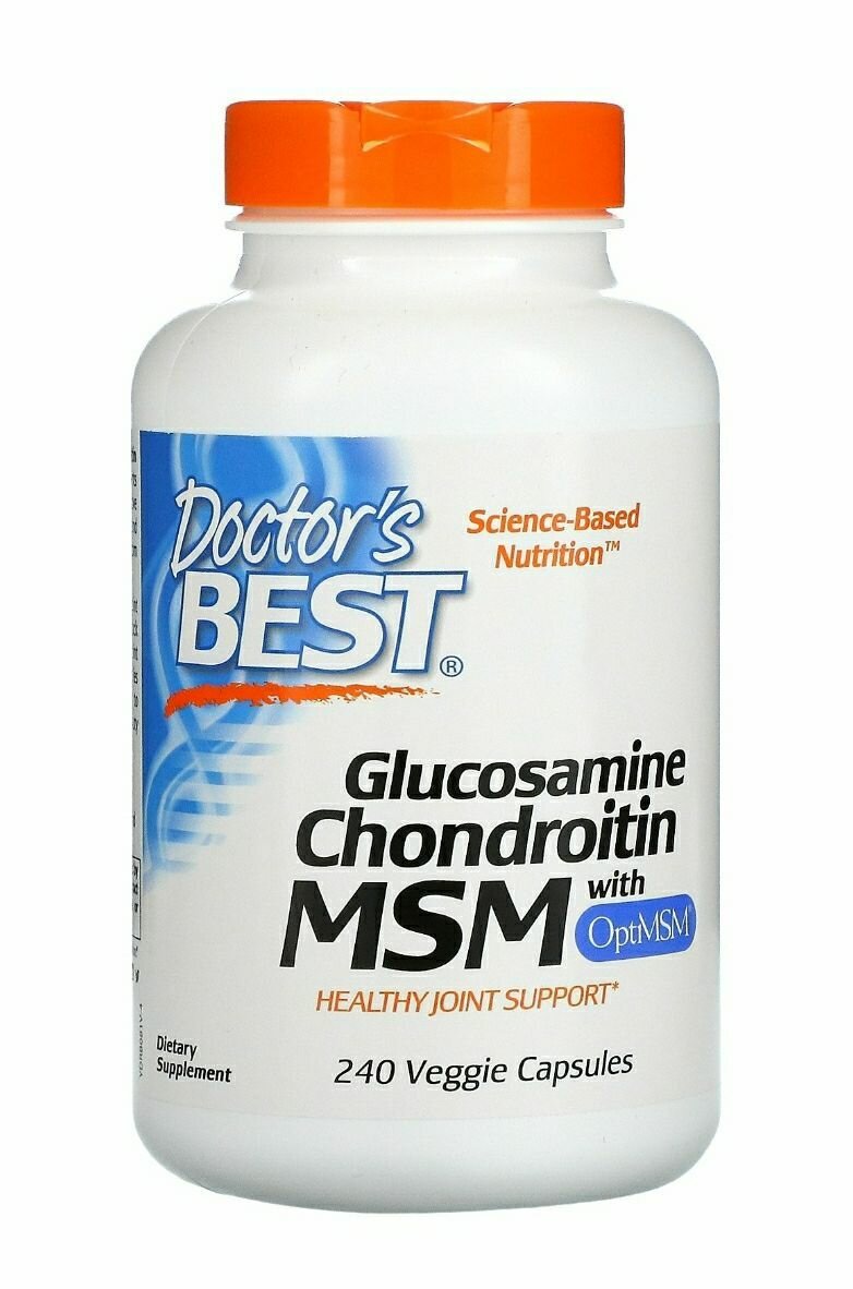 Doctors Best Glucosamine Chondroitin MSM with OptiMSM Глюкозамин, хондроитин и МСМ с OptiMSM - 240 капсул