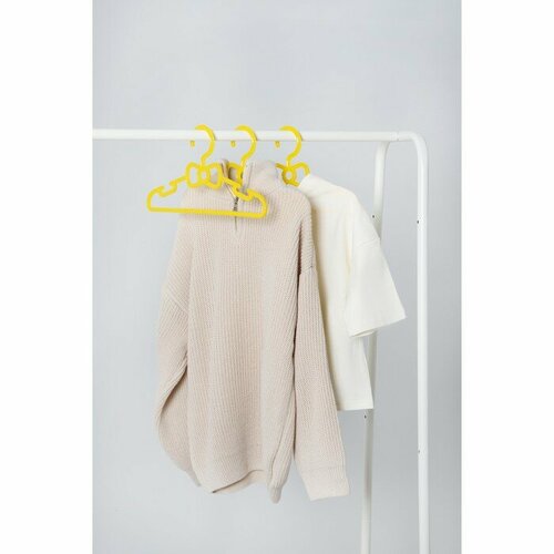 Доляна Плечики - вешалки для одежды детские Доляна, 28,5×0,3×154 см, набор 10 шт, цвет жёлтый