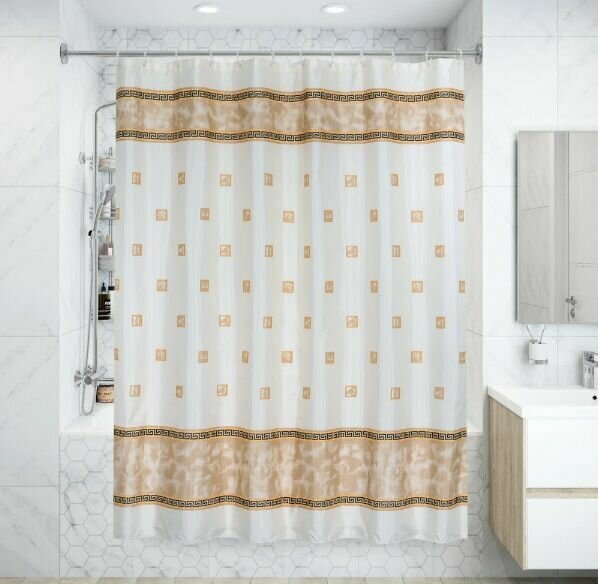 Штора для ванной 180x180 см полиэстер цвет бежевый