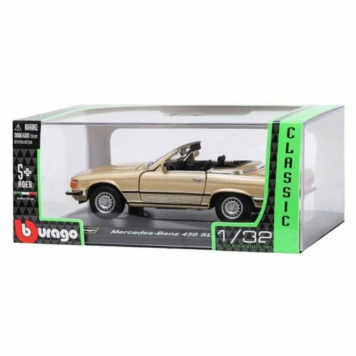 Машинка Bburago Mercedes-Benz 450 SL, арт.43204 bburago 1 32 1977 mercedes benz 450sl simulation alloy car model plexiglass dustproof display base package collecting gifts