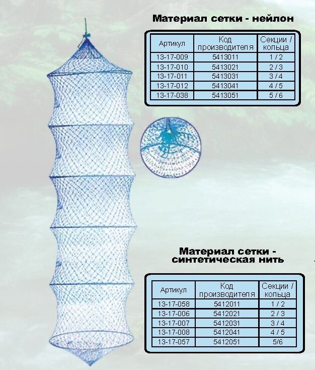 Садок SIWEIDA SWD 5 колец нить (d-30см l-80см яч. 30мм) (5412041)