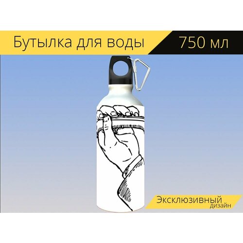 фото Бутылка фляга для воды "скрипка, играть на скрипке, шея скрипки" 750 мл. с карабином и принтом lotsprints