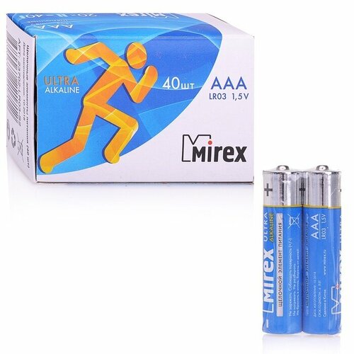 Батарея щелочная Mirex LR03/AAA 1,5V, в упаковке 40 шт (23702-LR03-S2)