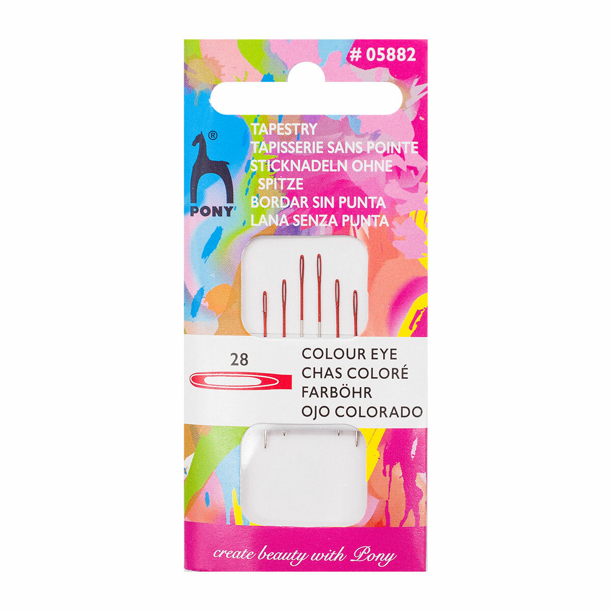 фото 05882 Иглы ручные гобеленовые Tapestry с цветным ушком № 28, 6 шт PONY