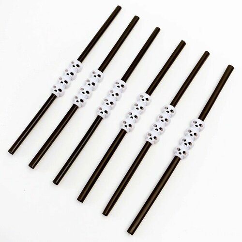 Трубочки для коктейля Череп цвет чёрный набор 6 шт 578₽