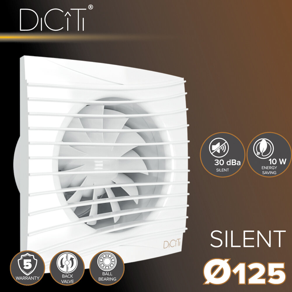 Вентилятор вытяжной DiCiTi SILENT 5C D125 с обратным клапаном белый - фотография № 8