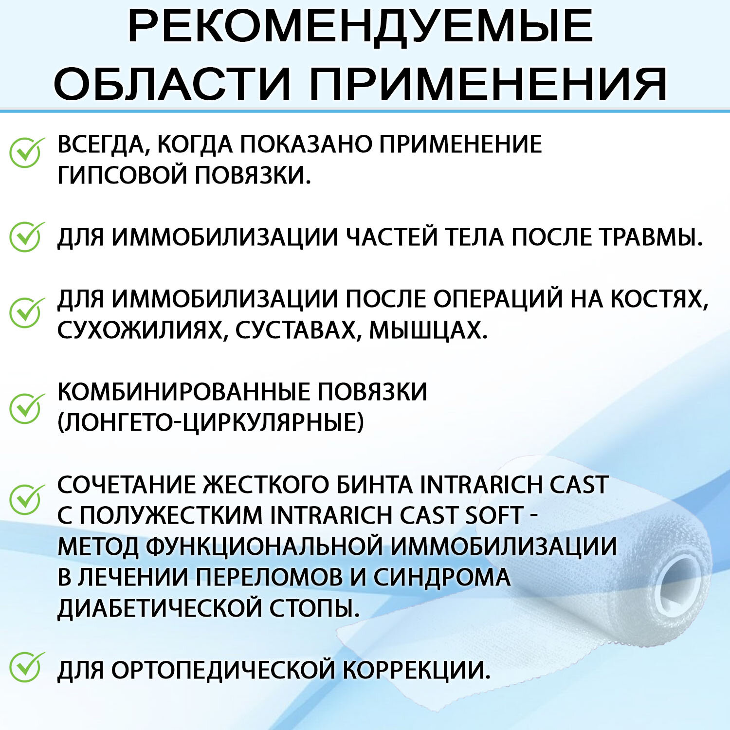 Изображение Бинт полимерный полужесткий INTRARICH CAST SOFT, размер 7.5х3.6м, белый, 1 штука